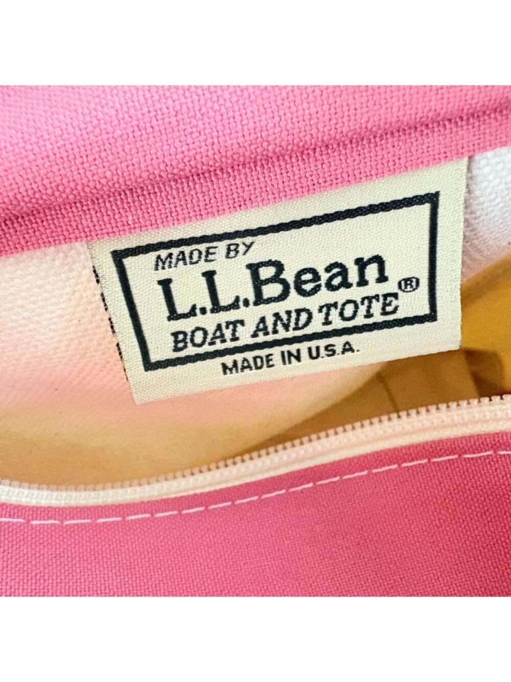 LL Bean Canvas Boat And Tote Bag Vintage Rose Pink Made in USA Zipper Closure - Picture 13 of 16